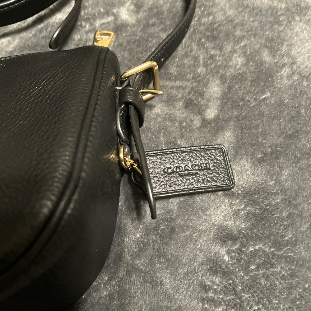 Coach Black Leather Crossbody Bag with Gold Accents - Picture 5 of 6